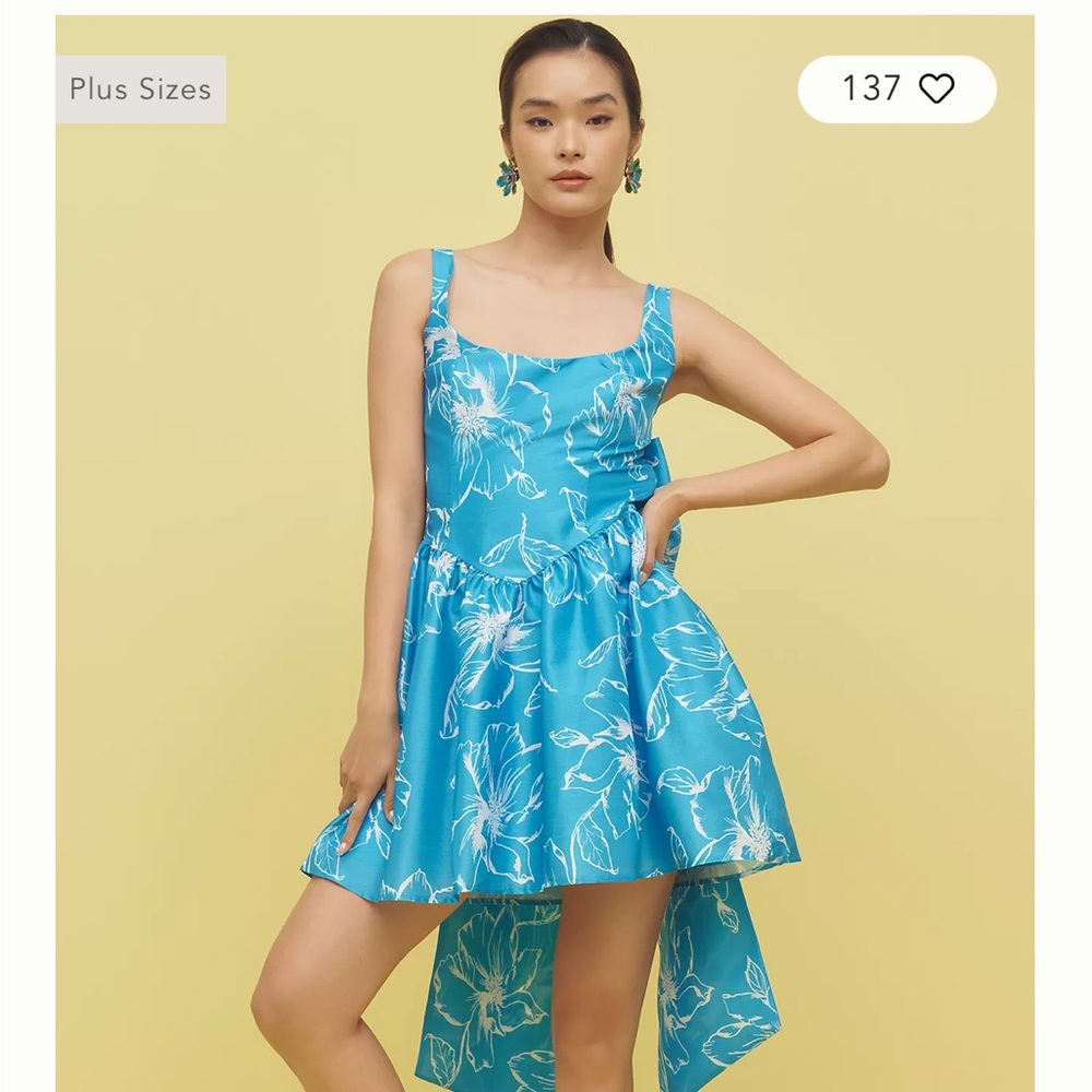 Hutch Sleeveless Back-Bow Basque-Waist Mini Dress